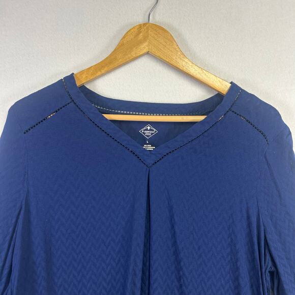￼Woman's St John Bay Blue Shirt - Size Large Sailor Chic Casual Chic Peasant - Picture 3 of 11
